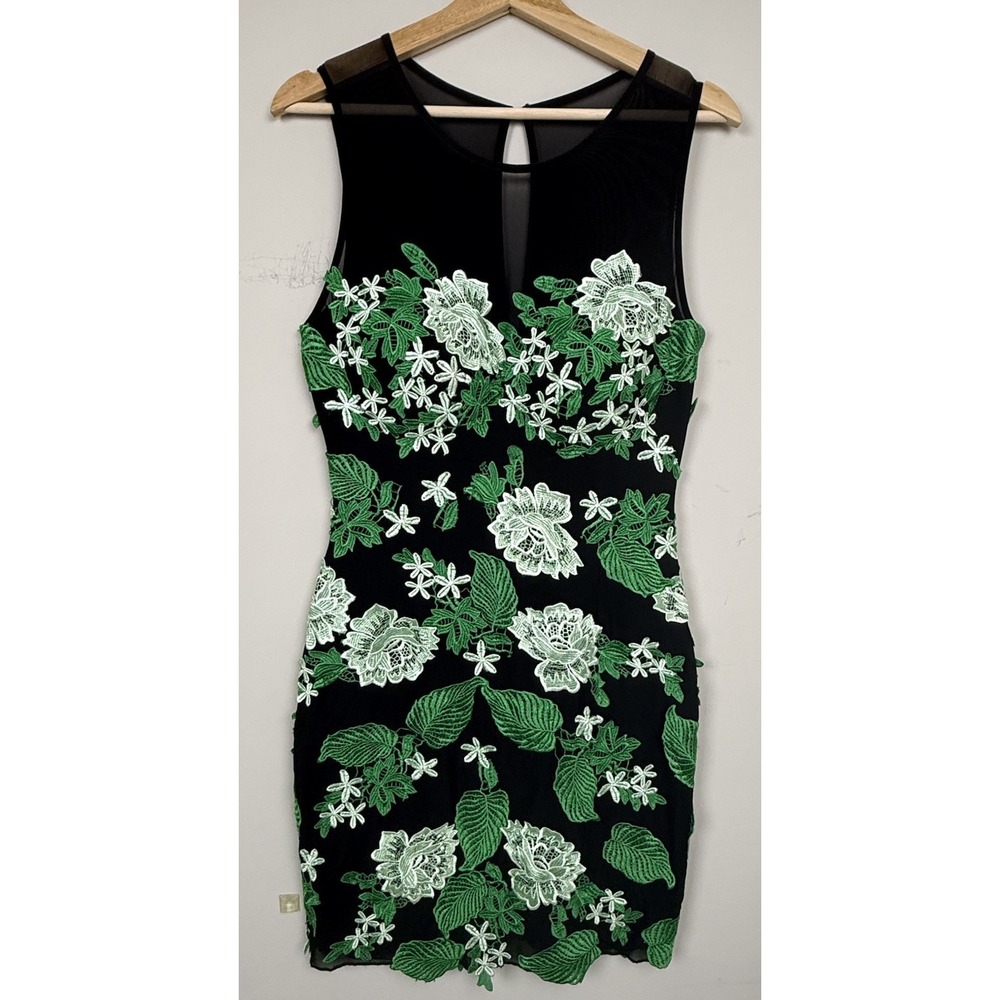 Basix Black Label Dark Floral Embroidered Dress Botanical Greenhouse Plantcore